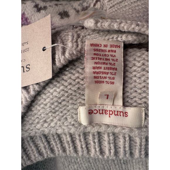 Sundance Fair Isle Wool Blend Cardigan Sweater Women’s Size L – Gray Pink - Picture 9 of 10